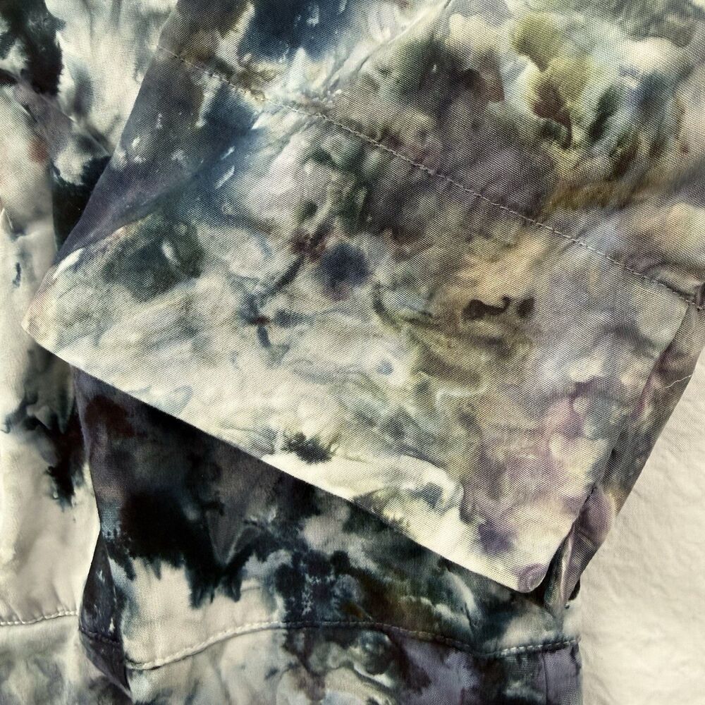 ELEVEN STITCH DESIGN Tie Dye Wrap Pocket Jacket Woman Small Blue Lagenlook USA - Picture 6 of 13